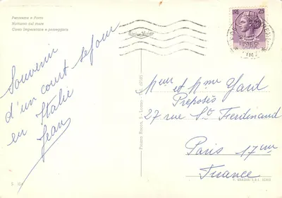 Sanremo — Panorama e porto — editor P. Marzari S.R.L. Schio, n° S. 104 — Verso