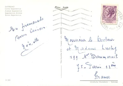 Sanremo — Promenade Imperatrice — Rivier Vision, n° S 366 — Reverso