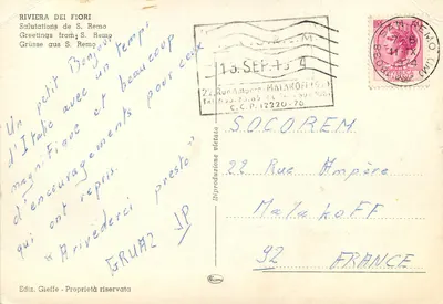 San Remo — panoramisch uitzicht en haven — ed. Gieffe, n° 55 — Achterkant