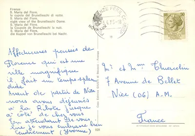 Dôme de Florença — vista noturna — Casa Editrice Giusti di Becocci, n° 928 — Verso