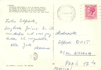 Campanário da Badia e Torre do Palácio Velho — Ed. SAFRA — n° 306 — Verso