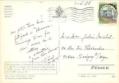 Florenca — Panorama katedry i wież — Ediz. Giusti di S. Becocci - Firenze — Rewers