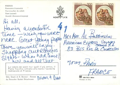 Widok zachodzącego słońca w Florencji — Wyd. Giusti di S. Becocci, n° 765 — Rewers