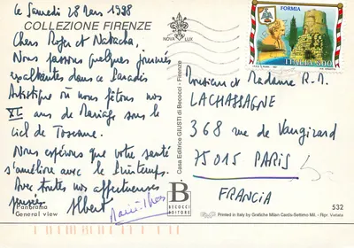 Panoramiczny widok Florencji — wydawca Giusti di Becocci, nr 532 — Rewers