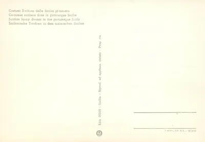 Sicylia — Tradycyjne stroje sicyliańskie — Wydawnictwo ORAS - F. MARZARI S.R.L. - SCHIO — Rewers