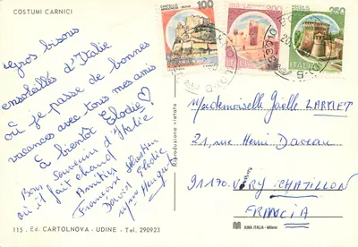 Kostiumy karnawalowe — Włochy — Wyd. CARTOLNOVA - Udine — Rewers