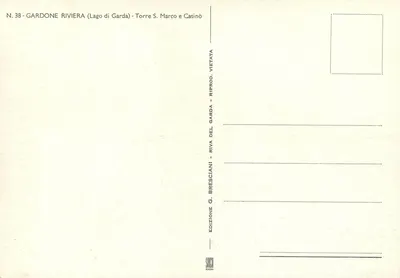 Gardone Riviera (Lago di Garda) — Wieża św. Marka i Kasyno — Wydawnictwo G. Bresciani — Rewers