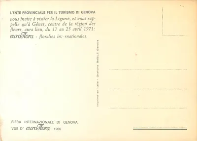 Wewnętrzny ogród z fontannami — Fiera Internazionale di Genova euroFlora 1966 — Rewers
