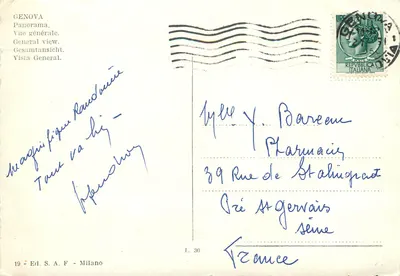 Genova — Widok ogólny — Wyd. S.A.F. Milano, nr L. 30 — Rewers