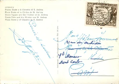 Genua - Piazza Dante i Chiostro św. Andrzeja — wydawca nie widoczny — Rewers