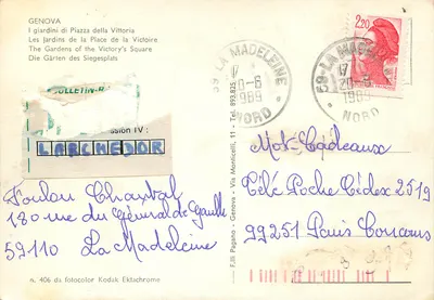 Os Jardins da Praça da Vitória — Gênova — editor F.lli Pagano, n° 406 — Verso