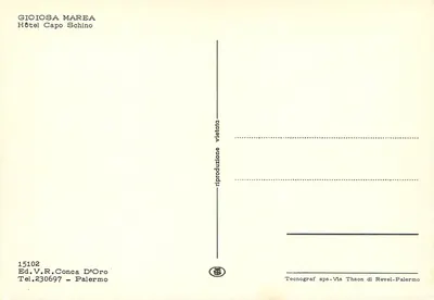 Hotel Capo Schino — Gioiosa Marea — Ed. V.R. Conca D'Oro — Achterkant
