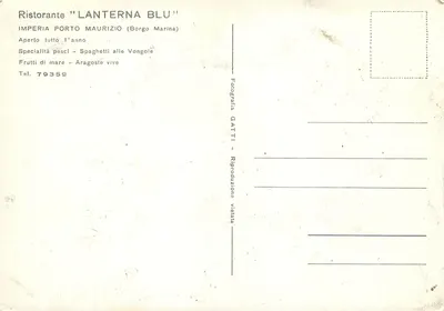 Restauracja "Lanterna Blu" — Imperia Porto Maurizio (Borgo Marina) — Wydawca GATTI — Rewers