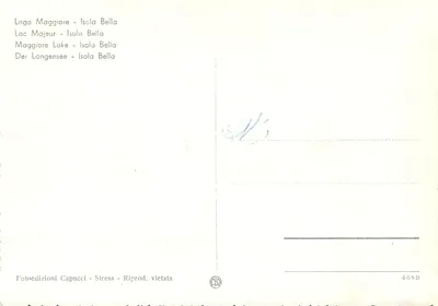 Lago Maggiore - Ilha Bella — Fotoéd. Capucci, n° 4689 — Verso