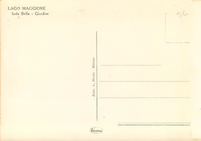 Ilha Bella - Jardins — Lago Maggiore — Editor A. Preda Milão — Verso