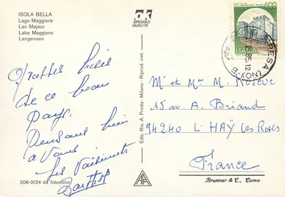 Ilha Bella — Lago Maior — editor SPEDISCI QUALITÀ n° 208-0124 — Verso