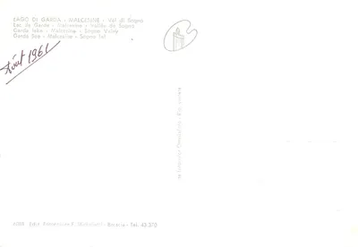 Jezioro Garda - Malcesine - Dolina Marzenia — Wydawca Fotocolore F. Micheletti, Brescia, n° 6084 — Rewers