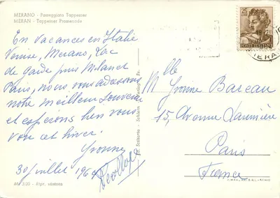 Merano — Passeggiata Tappeiner — wydawca Schlern Bz. — Rewers