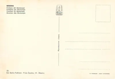 Fontanna Montorsoli — Messina — Wyd. Sicilia Folklore, n°33 — Rewers