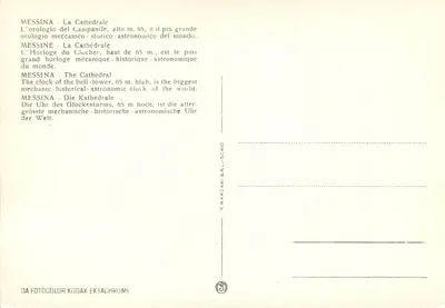 Messina - Katedra — Wieża dzwonnicza z mechanicznym zegarem astronomicznym — P. Marzari S.r.l.-Schio — Rewers