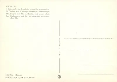 Messina — Katedra z astronomicznym zegarem mechanicznym — Ediz. Ora - Messina — Rewers