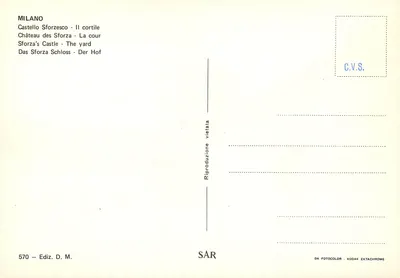 Milão - Castelo Sforzesco - O pátio — Ediz. D.M. n° 570 — Verso
