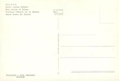 Milano - Galleria Vittorio Emanuele II — wnętrze — GIESSE, n°81 — Rewers