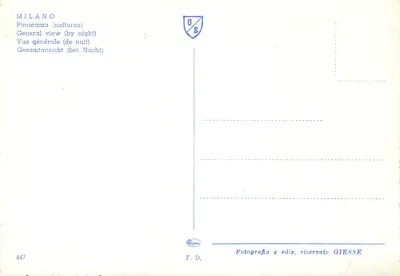 Milano — widok panoramiczny nocny — Giesse, n° 447 — Rewers