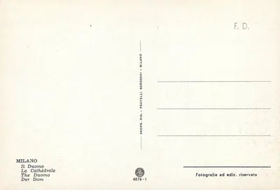 Milão — O Duomo — Fratelli Scrocchi — Verso