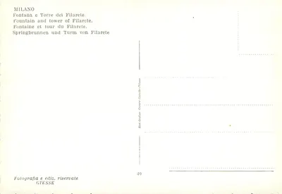 Mediolan — Fontanna i wieża Filareta — GIESSE n°49 — Rewers