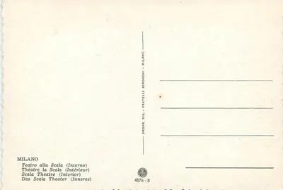 Teatro La Scala — Interior — Fratelli Scroccchi, Milão — Verso