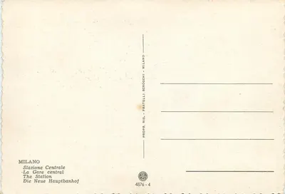 Milano - Stazione Centrale — Fratelli Scrocchi, n° 4876-4 — Verso