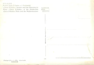 Milano - Piazza Duca d'Aosta i wieżowce — GIESSE n°159 — Rewers