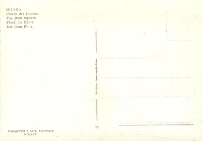 Milão - Piazza del Duomo — Fotografia GIESSE n°29 — Verso