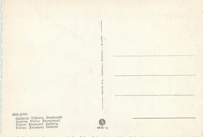 Galeria Vittorio Emanuele II — Milão — editor Fratelli Scrocchi, n° 4876 — Verso