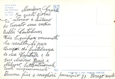 Milano — Widok na Duomo — Wydawca GIESSE n°293 — Rewers