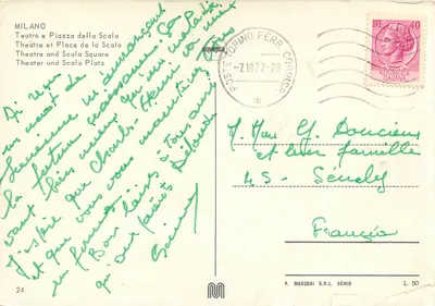 Milano - Teatro alla Scala e Piazza della Scala — P. Marzari S.R.L. SCHIO n°24 — Verso