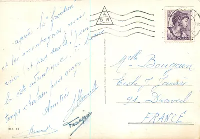 Miramare — vista da praia, dos barcos a vela e da cidade — editor ABR, n° 65 — Verso