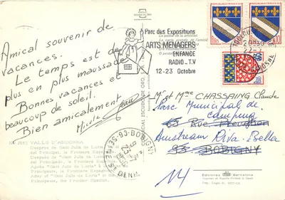 Andorra — Granica hiszpańska — Wydawnictwo Escudo de Oro, nr 2665 — Rewers