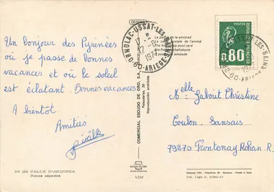Valls d'Andorra — Bonics aspectes — Wydawca Escudo de Oro, n° 166 — Rewers