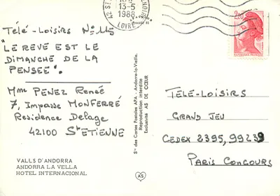 Hôtel International — Andorre-la-Vieille — wydawca AS — Rewers