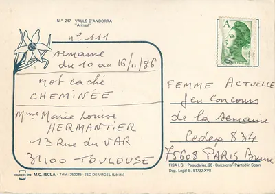 Cachoeira nas Valls d'Andorre — Arinsal — editor ESCUDO DE ORO, n° 247 — Verso