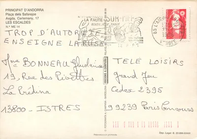 Andorra Les Escaldes — Peter Stuyvesant Biżuteria Porcelany — Wydawca: Edicions A. Campañá — Rewers