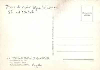 Retabel świątyni św. Jana — XV wiek — Wydawnictwo MERITXELL, n°418 — Rewers