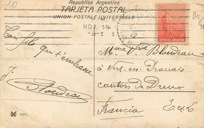 Buenos-Aires. Casa de Gobierno – Plaza de Mayo — wydawca nieznany, nr serii 8374 — Rewers