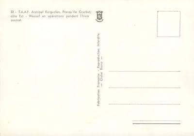 T.A.A.F. Archipel Kerguelen - Presqu'île Courbet, côte Est - Weasel w operacjach podczas zimy australijskiej — Rewers