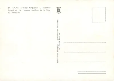 L'Alberta — zatopiony lub, statek-ghost z Zatochy Morbihan — T.A.A.F. Archipel Kerguelen — Rewers