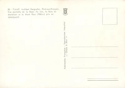 Podstawa Port-au-Français — Archipel Kerguelen — Mont Ross (1960 m) na tle — Rewers