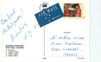Surfers Paradise — Gold Coast, Austrália — Australian Collectors Mail — Verso
