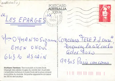 Uluru — Ayers Rock — Édito Services S.A. (n° série não visível) — Verso
